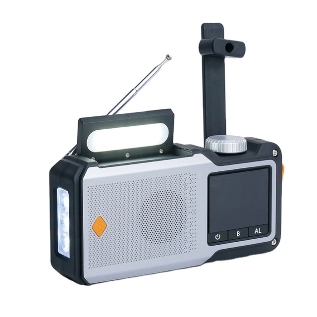 10000mAh Large Capacity Solar Dynamo Radio Flashlight Hand Crank with LCD Digital Display AM FM WB Radio for Outdoor Emergency