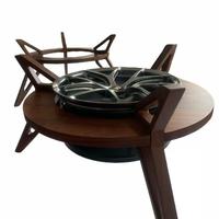 Table basse triangulaire mobile en bois de luxe moderne personnalisée avec plateau en verre trempé et roulettes, petit mobilier de salon pour la maison