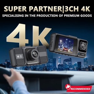 Câmera Tripla 4K com Visão Noturna 170 °   Câmera DVR Automotiva com Gravação em Loop 24H, Ângulo Lateral Amplo, Sensor G e Display para Estacionamento em Ré - Product Image 6