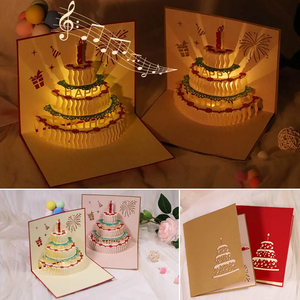 3D Pop Up <span class=keywords><strong>cumpleaños</strong></span> tarjetas <span class=keywords><strong>de</strong></span> felicitación Auto Play música cálida luz LED pastel <span class=keywords><strong>de</strong></span> <span class=keywords><strong>cumpleaños</strong></span> tarjeta regalos para mamá esposa <span class=keywords><strong>hermana</strong></span> niño niña amigos - Product Image 2