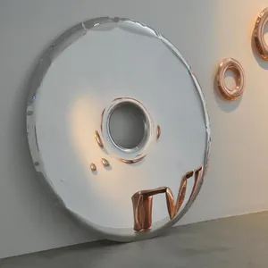 Комнатный современный дизайн из нержавеющей стали с гальваническим покрытием цветная подвесная скульптура круги металлический декор стен