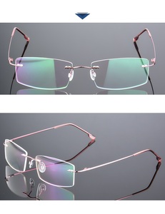 STOCK Dropshipping <strong>Fashion</strong> Rimless Square Spectacle Frames Optical Titanium <strong>Glasses</strong> for Men - Product Image 3