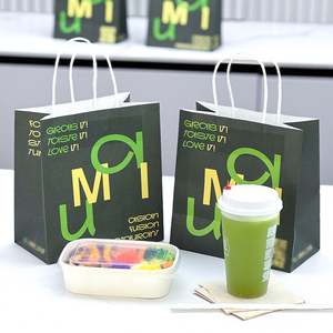 Custom Eco-Friendly Kraft <b>Paper</b> Bags for Bread Snack Burger & Cake <b>Biodegradable</b> & Recyclable Craft Bags with Handles - Product Image 2