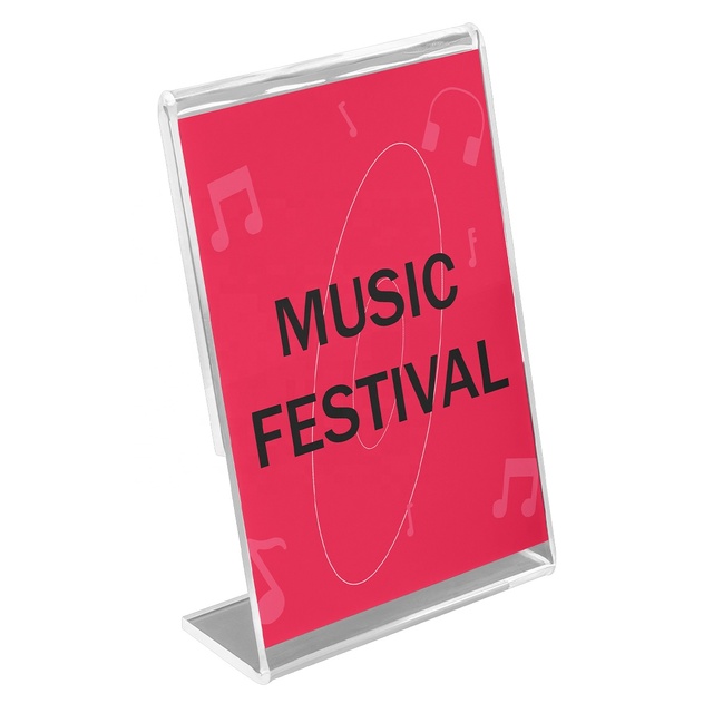 L Shape Acrylic Table Slanted Menu Stand Display Sign Holder