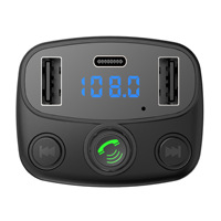 Émetteur FM Bluetooth M44 PD+QC USB C pour voiture avec appels mains libres, charge rapide, modulateur de voiture, lecture TF/clé USB et 7 lumières colorées