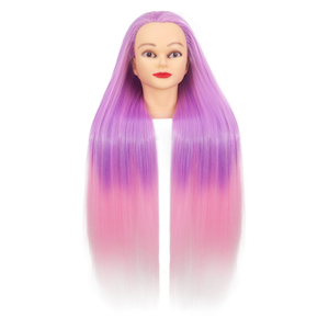 Tête de Mannequin en Fibre Synthétique Yaki, pour Entraînement à la Coiffure, Poupées pour Cosmétologie, Pratique - Product Image 2