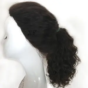 Summer Fashion Hand Tied Hair All Around 100% Brazilian Curly Hair Ponytail Wigs With Skin Top