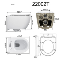 WC bidet asiatique pour usage domestique, avec réservoir à double chasse, pour toilettes publiques, avec douchette WC, siège à fermeture douce, WC à demi-chasse 3 litres