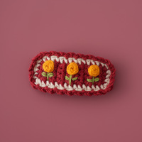 Barrette à cheveux artisanale tissée vintage brodée de petites fleurs en fil tricoté, accessoires pour cheveux pour enfants et bébés filles