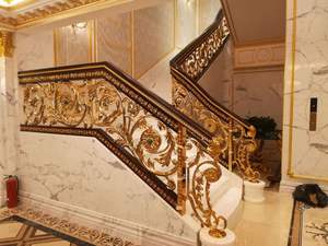 Modern Durable Luxury Design Stainless Steel Gold-Plated <b>Stairs</b> with Glass Railing Eligible Patterns for Indoor Use Wooden - Product Image 3
