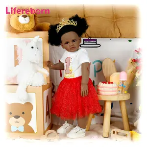 Lifereborn grosir 65CM Reborn boneka bayi realistis Hitam Gadis berdiri silikon boneka untuk hadiah ulang tahun