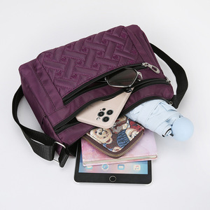 Women's Nylon Shoulder Bag Horizontal Square Zipper Closure Waterproof Everyday Use Purple Black Dark Blue YZ8726 - Product Image 4
