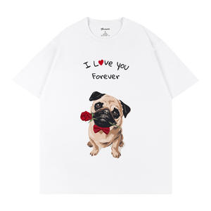Camiseta original de manga corta con estampado de perro <span class=keywords><strong>Pug</strong></span>, corte holgado, 100% algodón, camiseta de verano <span class=keywords><strong>para</strong></span> hombre Q10 - Product Image 2