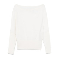 Pull-over en maille élégant et minimaliste en mélange de laine, col licou, manches chauve-souris, personnalisé pour femme - Collection Printemps