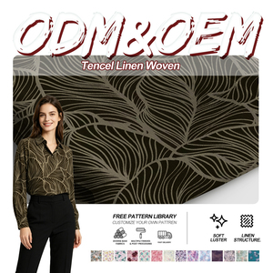 Tissu en <span class=keywords><strong>Lin</strong></span> et Lyocell Tencel de Haute Qualité, Service OEM ODM pour les Acheteurs et la Fabrication de Vêtements (T-shirts) - Product Image 1