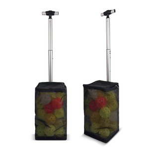 Ramasseur de balles de pickleball et de tennis en acier inoxydable haute capacité avec poignée rétractable, sac en filet de rangement pour 40 balles pour les joueurs - Product Image 1