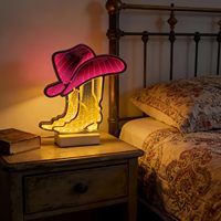 Enseigne néon LED 3D effet tunnel miroir infini, motif botte de cowboy, personnalisable, vente en gros directe usine, pour décoration de magasins commerciaux, hôtels et événements.