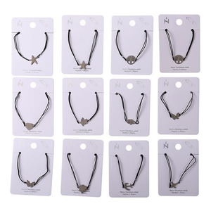 Set di 12 Braccialetti Pendenti in Acciaio Inossidabile con Filo Nero, Gioielli alla Moda per Donna, Idea Regalo - Product Image 1