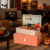 Ensemble de 2 coffres de rangement en velours orange, coffres de rangement pour chambre à coucher, coffres décoratifs rembourrés pour le rangement des objets précieux