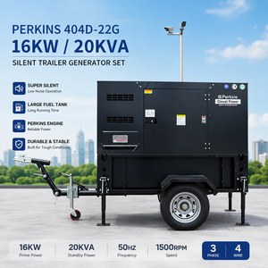 Generador de Respaldo para Casa 20KVA 25KVA 16Kw 20Kw Perkins 404D-22G Silencioso Tipo Remolcable con Cubierta Insonorizada - Product Image 1