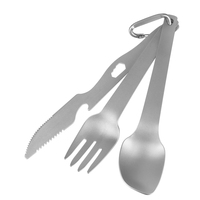Titane 3 pièces ustensile couverts fourchette cuillère couteau pour randonnée Camping sac à dos repas argenterie vaisselle pour la maison en plein air