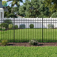 Valla Tubular de Acero, Paneles Metálicos Modernos con Recubrimiento de Polvo Negro para Jardín Residencial