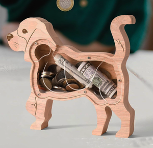 Salvadanaio in legno a forma di cane, banca per monete a forma di cane, salvadanaio a forma di maialino - Product Image 3