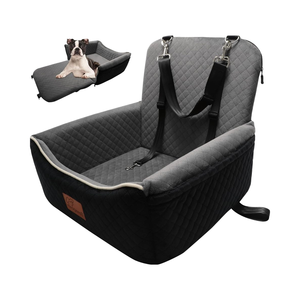 Cama de asiento de coche para perros, correas de seguridad ajustables ecológicas, espuma viscoelástica de algodón, extraíble, lavable, asientos delanteros/traseros de fácil instalación - Product Image 1