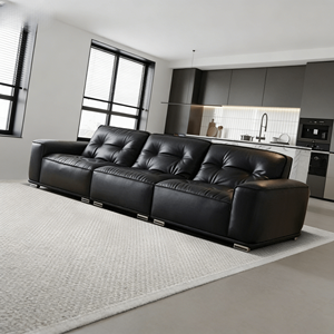 Nuevo Sofá de Cuero Genuino de Lujo Urbano, Diseño Cuadrado, Esponja Duradera, Fácil de Limpiar, Estructura Resistente, Muebles para el Hogar - Product Image 4
