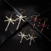 Boucles d'oreilles créoles en perles de pierres précieuses, breloque cœur, style romantique coquette, faites à la main, motif raisin, bijoux bohèmes, cadeau unique