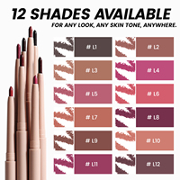 Crayon à Lèvres Minéral Naturel en Gros Marque Privée Végétalien Sans Cruauté Animale Longue Tenue 24H Imperméable Pigmenté Personnalisé Crémeux 12