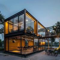 Maison conteneur modulaire respirante à aménagement personnalisé, bâtiment préfabriqué, installation facile, résistant au vent, moderne et minimaliste