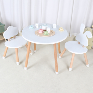Ensemble de Meubles de Chambre pour <span class=keywords><strong>Enfants</strong></span> en Bois, Table d'Étude et de Lecture pour <span class=keywords><strong>Enfants</strong></span>, avec Table et Chaises de Fête - Product Image 1