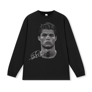 Camiseta de manga corta de algodón puro lavado estilo retro con estampado urbano americano de <span class=keywords><strong>Cristiano</strong></span> <span class=keywords><strong>Ronaldo</strong></span> para hombre - Product Image 6