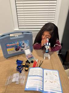 Kit de microscope pour enfants de 58 pièces, grossissement 100X-1200X, corps en métal, lumière LED, boîte de transport, jouet d'expérimentation scientifique, âges 5-12 ans - Product Image 6