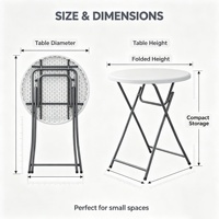 Table pliante en acier HDPE légère, résistante aux intempéries et aux UV, empilable, idéale pour les mariages en plein air, les hôtels et les petites salles de conférence