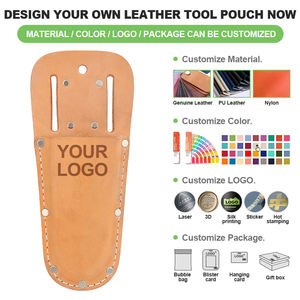 Étui <span class=keywords><strong>porte</strong></span>-outils en cuir véritable SUNSHINE pour sécateurs, coupe-fils, scie pliante – Support d'outils moulé avec clip <span class=keywords><strong>ceinture</strong></span> - Product Image 2