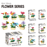 Jouets de construction en mini blocs amusants et mignons en forme d'animaux, de camions de pompiers et de navires, plantes en pot