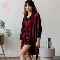 Loveda Vente en gros de vêtements de détente pour femmes, pyjamas sexy décontractés en dentelle, robe à manches longues, haut à bretelles spaghetti, shorts de pyjama