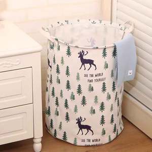 Wholesale Foldable Large Capacity Cotton Linen Laundry <b>Hamper</b> Canvas <b>Storage</b> Organizer with Handle for Home Use - Product Image 5