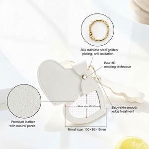 Porte-clés en cuir PU en forme de cœur, créatif, portable, compact, avec chaîne pour sac à main, kit de fabrication de porte-clés de voyage, cadeau - Product Image 3