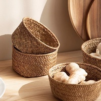 Panier de rangement pliable multifonction moderne en jonc de mer naturel pour cuisine, entrée, table – Livres, télécommandes