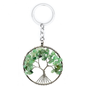Nouveauté - Porte-clés en <span class=keywords><strong>pierre</strong></span> de cristal <span class=keywords><strong>naturelle</strong></span> - <span class=keywords><strong>7</strong></span> <span class=keywords><strong>chakras</strong></span> - Arbre de vie - Porte-clés rond - Porte-clés pour femmes - Accessoires pour sacs et voitures - Product Image 6