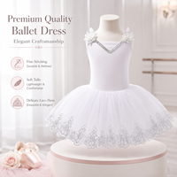 Robe tutu de ballet pour filles à bretelles spaghetti, en dentelle et tulle, avec strass, antibactérienne, sans couture, fusionnée, quatre couleurs pastel, étiquette personnalisée