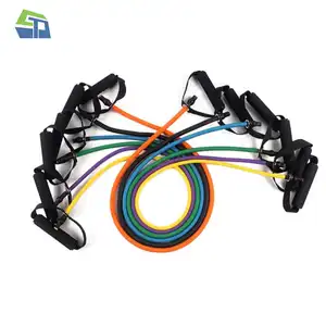 ZT 11 buah Set tali Fitness elastis, lateks/tpe kustom kekuatan berat 150lb Expander tabung resistensi