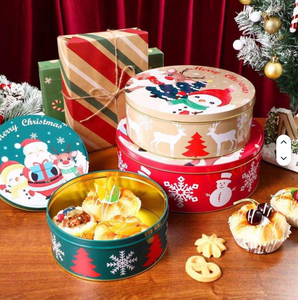 Factory Selling <b>Christmas</b> <b>Tin</b> Box <b>for</b> Gift Candy Cookie <b>Biscuit</b> Package With Lid Candy Round Empty Metal Cake <b>Tin</b> Boxes Packing - Product Image 6