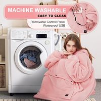 Plaid chauffant électrique surdimensionné à 3 niveaux de chaleur, avec capuche, en polaire, pour extérieur, style sweat-shirt, écologique