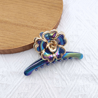 Pince à cheveux en plastique 11*6.5cm, motif cœur à cinq pétales et étamines de rose, forme droite, antidérapante, accessoire de coiffure pour usage quotidien et fêtes