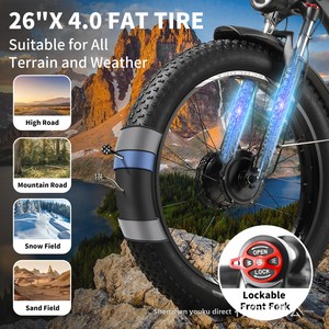 Bicicleta de Montaña de Doble Motor con Neumáticos Gruesos de 26 Pulgadas, Bicicleta Eléctrica con Frenos de Disco, Cuadro de Aluminio de 7 Velocidades, Sistema de Engranajes de 7 Velocidades G7 de 26 Pulgadas, Transición Suave - Product Image 3