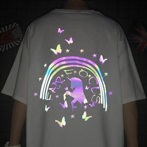 Camisetas extragrandes personalizadas para hombre, nuevo estilo, peso pesado, 100% algodón, logotipo gráfico reflectante láser, talla grande, 260 gramos de punto - Product Image 1